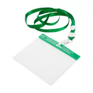   Badge lanyard, 112×485×5 mm, Everestus, 20FEB3328, Poliester, PVC, Verde, Transparent
