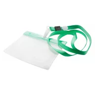   Badge lanyard, 112×485×5 mm, Everestus, 20FEB3328, Poliester, PVC, Verde, Transparent
