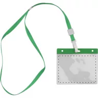   Badge lanyard, 112×485×5 mm, Everestus, 20FEB3328, Poliester, PVC, Verde, Transparent
