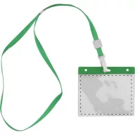  Badge lanyard, 112×485×5 mm, Everestus, 20FEB3328, Poliester, PVC, Verde, Transparent