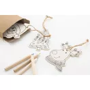 Set de colorat cu design de Craciun, 2509E17747, Everestus, 80x100x18 mm, Lemn, Natur