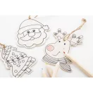 Set de colorat cu design de Craciun, 2509E17747, Everestus, 80x100x18 mm, Lemn, Natur