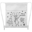 Saculet cu snur de colorat cu design de Craciun, 2509E17633, Everestus, 250x300 mm, Material netesut, Alb