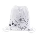 Saculet cu snur de colorat cu design de Craciun, 2509E17634, Everestus, 250x300 mm, Material netesut, Alb