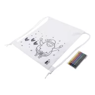   Saculet cu snur de colorat cu design de Craciun, 2509E17634, Everestus, 250x300 mm, Material netesut, Alb