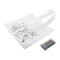   Sacosa de colorat cu design de Craciun, 2509E17639, Everestus, 245x240 mm, Material netesut, Alb