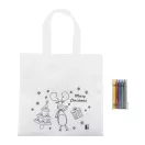 Sacosa de colorat cu design de Craciun, 2509E17639, Everestus, 245x240 mm, Material netesut, Alb