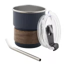 Cana de voiaj, 260 ml, 2509E18003, Everestus, Ø80x90 mm, Otel, Lemn, Albastru dark