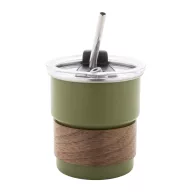   Cana de voiaj, 260 ml, 2509E18004, Everestus, Ø80x90 mm, Otel, Lemn, Verde