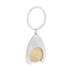   Breloc cu fisa, 2509E18051, Everestus, 42x32x6 mm, Metal, Bambus, Natur, Argintiu