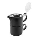 Set ceainic, 430 ml, 2509E17596, Everestus, Ø160x150 mm, Ceramica, Otel, Negru