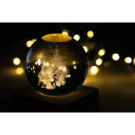   Glob decorativ de Craciun, 2509E17452, Everestus, 60x60x75 mm, Sticla, Lemn, Transparent, Natur