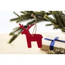 Ornament ren pentru bradul de  Craciun, 2509E17627, Everestus, 85x90x3 mm, Poliester, Iuta, Rosu