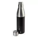 Sticla de apa, Everestus, 2610E18372, 350 ml, Ø71x270 mm, Otel inoxidabil, Polipropilena, Negru