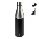 Sticla de apa, Everestus, 2610E18372, 350 ml, Ø71x270 mm, Otel inoxidabil, Polipropilena, Negru