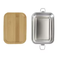   Caserola pentru alimente, 750 ml, Everestus, 2601E15129, 170x119x57 mm, Otel, Bambus, Argintiu, Natur
