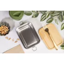 Caserola pentru alimente, 750 ml, Everestus, 2601E15129, 170x119x57 mm, Otel, Bambus, Argintiu, Natur
