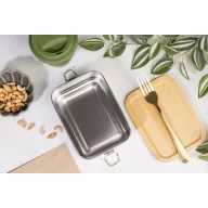   Caserola pentru alimente, 750 ml, Everestus, 2601E15129, 170x119x57 mm, Otel, Bambus, Argintiu, Natur