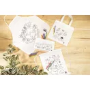 Sacosa cu 5 creioane colorate, Everestus, 2601E15316, 245x240 mm, Poliester, Material netesut, Alb