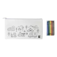   Penar cu 5 creioane colorate, Everestus, 2601E15046, 228x120 mm, Poliester, Material netesut, Alb