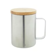   Cana termos 350 ml, 2402E18582, Everestus, ø85x118 mm, Otel, Bambus, Argintiu