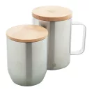 Cana termos 350 ml, 2402E18582, Everestus, ø85x118 mm, Otel, Bambus, Argintiu