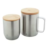   Cana termos 350 ml, 2402E18582, Everestus, ø85x118 mm, Otel, Bambus, Argintiu