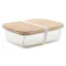 Caserola pranz, 21MAR1255, 800 ml, 200x150x60 mm, Everestus, Sticla, Bambus, Natur, Transparent