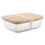 Caserola pranz, 21MAR1255, 800 ml, 200x150x60 mm, Everestus, Sticla, Bambus, Natur, Transparent