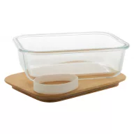   Caserola pranz, 21MAR1255, 800 ml, 200x150x60 mm, Everestus, Sticla, Bambus, Natur, Transparent
