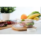 Caserola pranz, 21MAR1255, 800 ml, 200x150x60 mm, Everestus, Sticla, Bambus, Natur, Transparent
