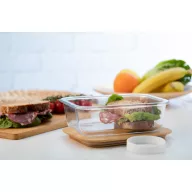  Caserola pranz, 21MAR1255, 800 ml, 200x150x60 mm, Everestus, Sticla, Bambus, Natur, Transparent