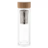   Termos, 21MAR2663, 420 ml, Ø 72x235 mm, Everestus, Sticla, Bambus, Natur, Transparent