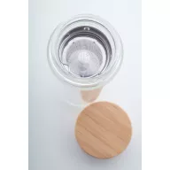   Termos, 21MAR2663, 420 ml, Ø 72x235 mm, Everestus, Sticla, Bambus, Natur, Transparent