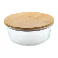   Caserola pranz, Everestus, 21OCT0055, 650 ml, 650 ml, ø150 x 70 mm, Sticla, Bambus, Transparent