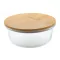 Caserola pranz, Everestus, 21OCT0055, 650 ml, 650 ml, ø150 x 70 mm, Sticla, Bambus, Transparent