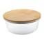 Caserola pranz, Everestus, 21OCT0055, 650 ml, 650 ml, ø150 x 70 mm, Sticla, Bambus, Transparent