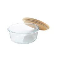   Caserola pranz, Everestus, 21OCT0055, 650 ml, 650 ml, ø150 x 70 mm, Sticla, Bambus, Transparent