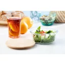 Caserola pranz, Everestus, 21OCT0055, 650 ml, 650 ml, ø150 x 70 mm, Sticla, Bambus, Transparent