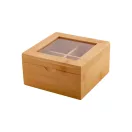 Cutie ceaiuri, Everestus, 18SEP2494, 140x140x75 mm, Bambus, Sticla, Natur