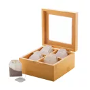 Cutie ceaiuri, Everestus, 18SEP2494, 140x140x75 mm, Bambus, Sticla, Natur
