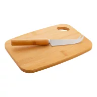   Set tocator si cutit branza, Everestus, 18SEP3574, 2 piese, 200x143x10 mm, Bambus, Otel, Natur