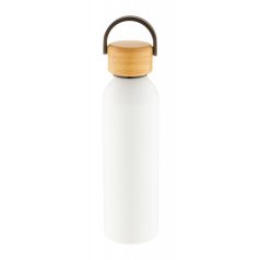   Sticla de apa bidon sport, Everestus, 42FEB231102, 600 ml, Ø66x230 mm, Aluminiu, Bambus, Alb