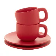   Set 2 cani espresso, 85 ml, 2410E25538, Everestus, 130 x 130 x 87 mm, Ceramica, Rosu