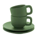 Set 2 cani espresso, 85 ml, 2410E25537, Everestus, 130 x 130 x 87 mm, Ceramica, Verde