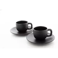   Set 2 cani espresso, 85 ml, 2410E25535, Everestus, 130 x 130 x 87 mm, Ceramica, Negru