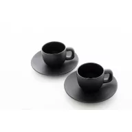   Set 2 cani espresso, 85 ml, 2410E25535, Everestus, 130 x 130 x 87 mm, Ceramica, Negru