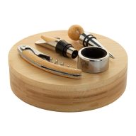   Set accesorii vin, 2401E17600, Everestus, ø160x40 mm, Bambus, Otel, Natur