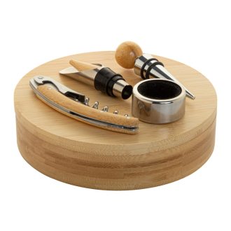   Set accesorii vin, 2401E17600, Everestus, ø160x40 mm, Bambus, Otel, Natur