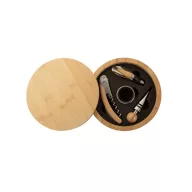   Set accesorii vin, 2401E17600, Everestus, ø160x40 mm, Bambus, Otel, Natur